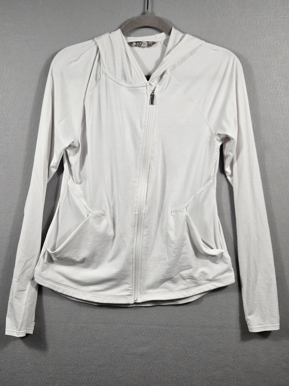 Athleta White Full-Zip Athletic Hoodie - Small